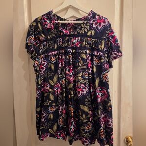 Lane Bryant Flutter Sleeve Floral Print Spring Top Size 22-24